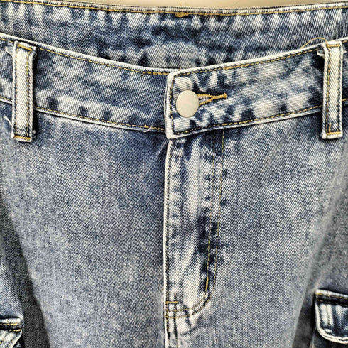 デニム カーゴ ワイドパンツ レディース 32inch