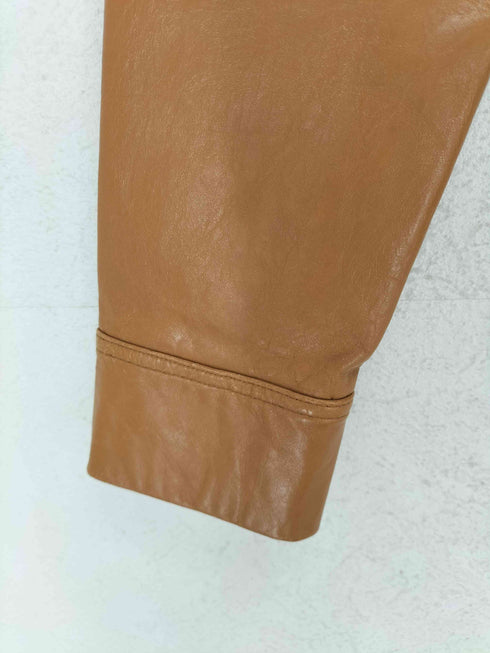 ステッチデザインラムレザーシャツ レディース S