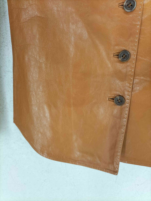 ステッチデザインラムレザーシャツ レディース S