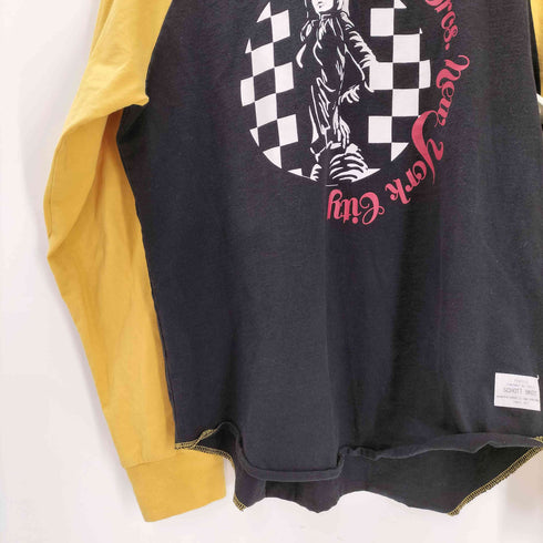 ショット Schott BASEBALL T-SHIRT PLAYING CARD ベースボール チェッカー×ガールズライダー ラグランスリーブ L/S Tシャツ メンズ import:XL
