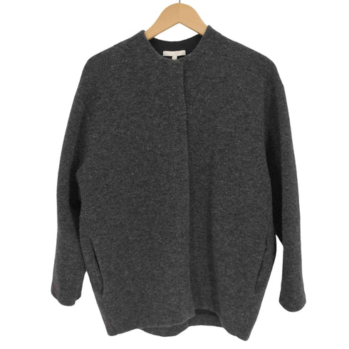 ジユウク 自由区 ウール混 スナックボタン ノーカラー フリースジャケット レディース JPN:38