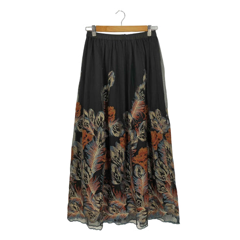 アンティカキヌ antiqua KINU ジャガード 刺繍チュールスカート レディース FREE