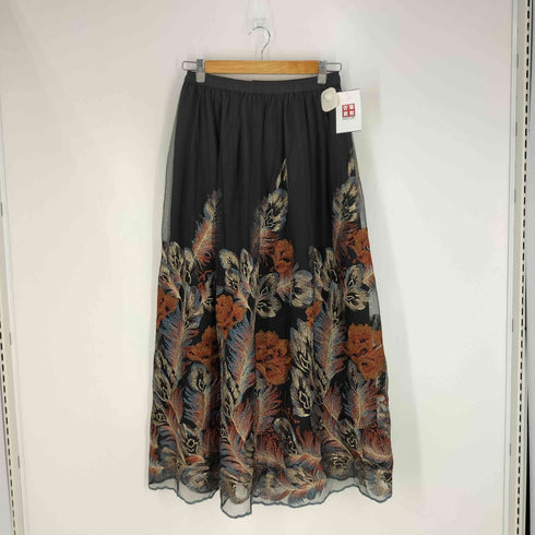 アンティカキヌ antiqua KINU ジャガード 刺繍チュールスカート レディース FREE