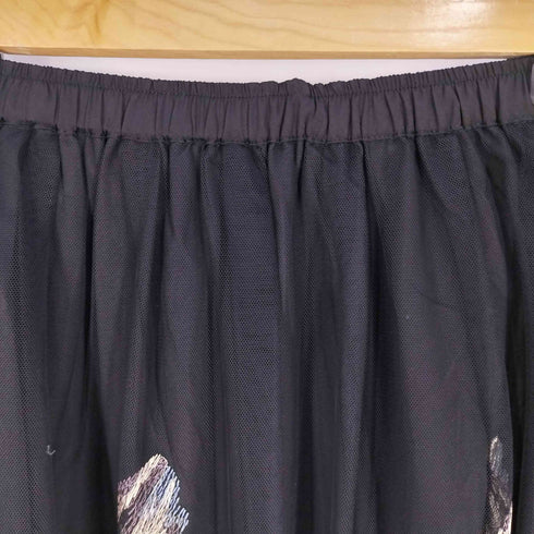 アンティカキヌ antiqua KINU ジャガード 刺繍チュールスカート レディース FREE