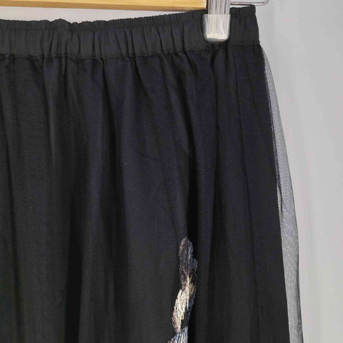 アンティカキヌ antiqua KINU ジャガード 刺繍チュールスカート レディース FREE