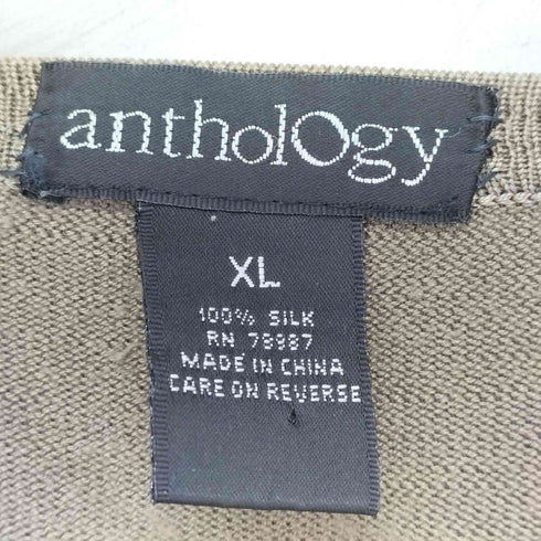 anthology シルク100 Vネック 長袖ニット メンズ import:XL