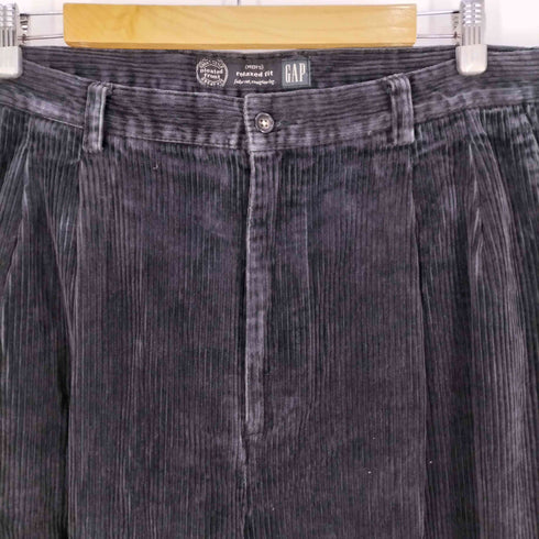 ギャップ Gap 90s relaxed fit 2タック 中細畝 ブラック コーデュロイ パンツ メンズ 38/30