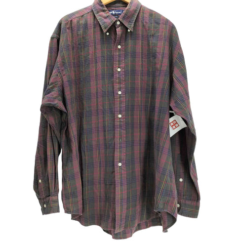 ラルフローレン RALPH LAUREN ポニー 刺繍 マドラスチェック ボタンダウン L/S シャツ メンズ import:XL