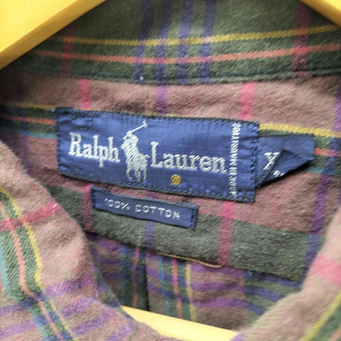 ラルフローレン RALPH LAUREN ポニー 刺繍 マドラスチェック ボタンダウン L/S シャツ メンズ import:XL