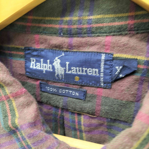ラルフローレン RALPH LAUREN ポニー 刺繍 マドラスチェック ボタンダウン L/S シャツ メンズ import:XL