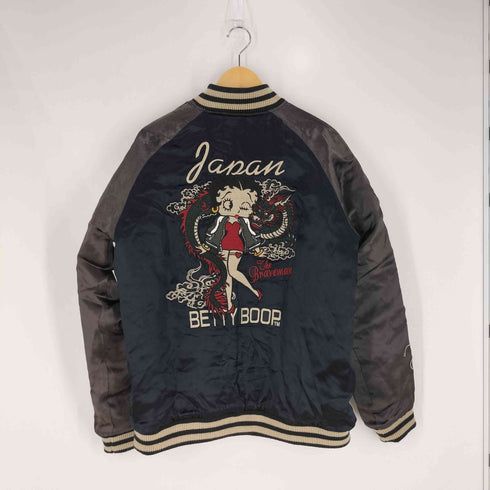 The BRAVE-MAN リバーシブル 両面刺繍 龍 スカル キャラクター スカジャン メンズ XXL