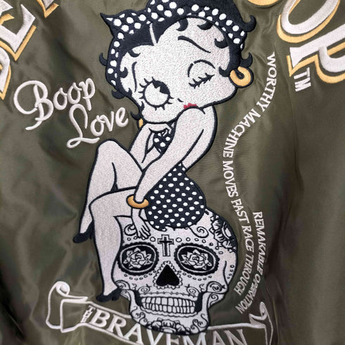 The BRAVE-MAN リバーシブル 両面刺繍 龍 スカル キャラクター スカジャン メンズ XXL