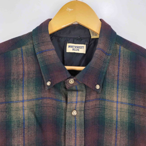NORTHWEST BLUE アクリル チェック ボタンダウンシャツ メンズ 46/48