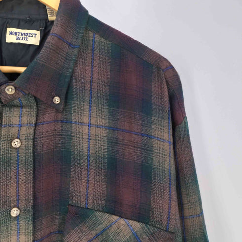 NORTHWEST BLUE アクリル チェック ボタンダウンシャツ メンズ 46/48