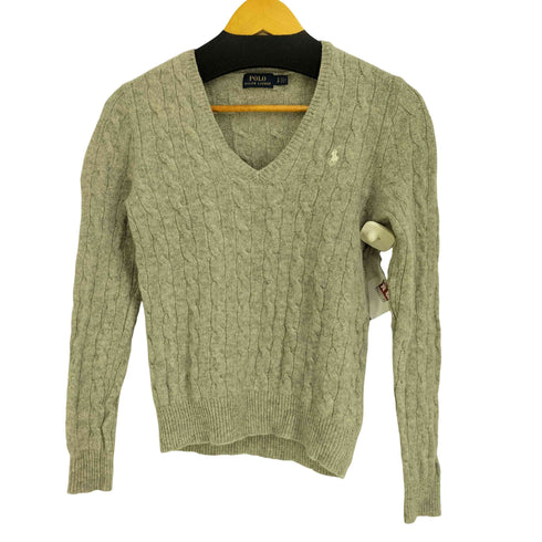 ポロラルフローレン POLO RALPH LAUREN スモールポニー刺繍 カシミア混 メリノウールVネックニット レディース import:S