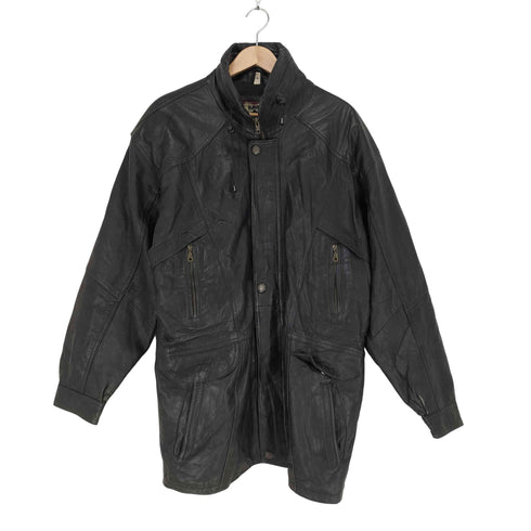 RAVE GENUINE LEATHER スタンドカラーレザーコート メンズ L