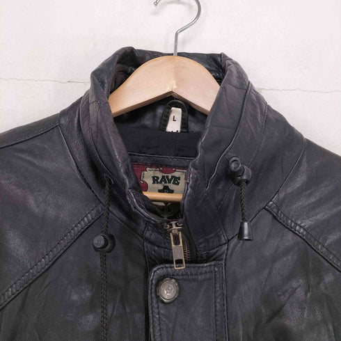 RAVE GENUINE LEATHER スタンドカラーレザーコート メンズ L