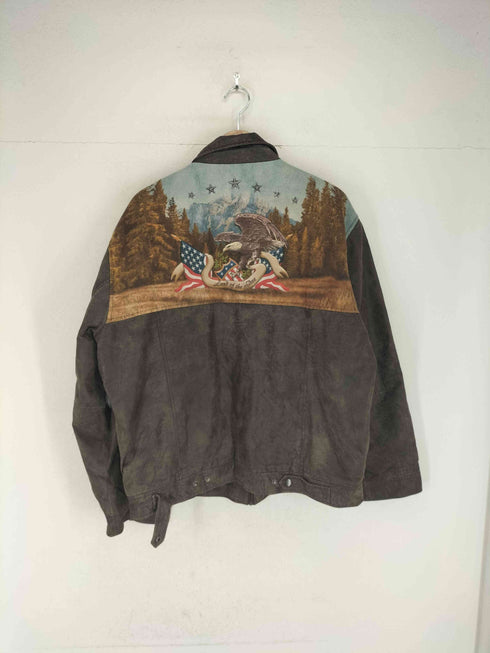 BRADFORD EXCHANGE ボアライナー付きバックデザインレザージャケット メンズ L