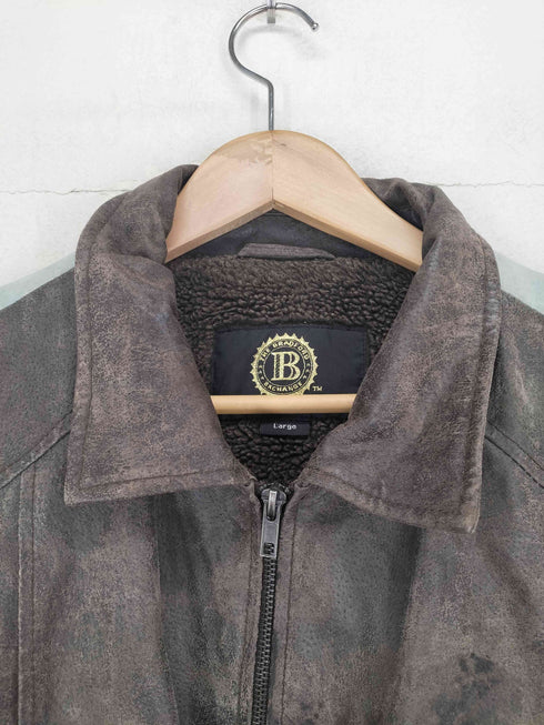 BRADFORD EXCHANGE ボアライナー付きバックデザインレザージャケット メンズ L