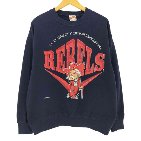 80-90s USA製 REBELS カレッジプリント クルーネック スウェット ボックスシルエット メンズ import:M