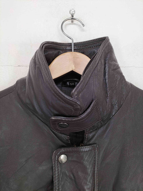 GENUINE LEATHER スタンドカラーレザーコート メンズ 56