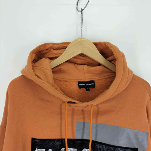 エンポリオアルマーニ EMPORIO ARMANI 3D ボックスロゴ スパンコール プルオーバー パーカー フーディ メンズ import:XL