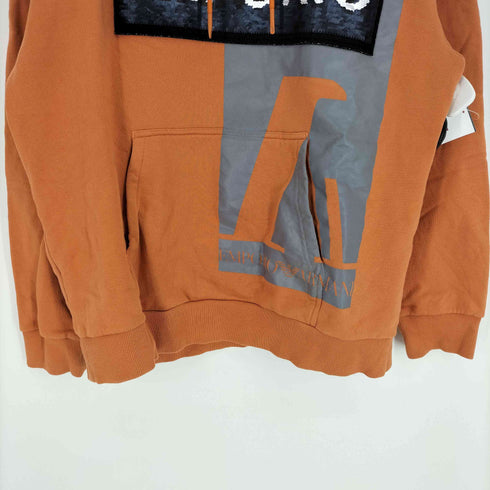 エンポリオアルマーニ EMPORIO ARMANI 3D ボックスロゴ スパンコール プルオーバー パーカー フーディ メンズ import:XL