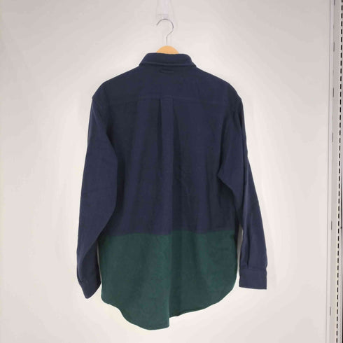 トミーヒルフィガー TOMMY HILFIGER 90s ウール混 ツートン ロゴワッペン ボタンダウンシャツ メンズ import:S