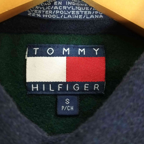 トミーヒルフィガー TOMMY HILFIGER 90s ウール混 ツートン ロゴワッペン ボタンダウンシャツ メンズ import:S