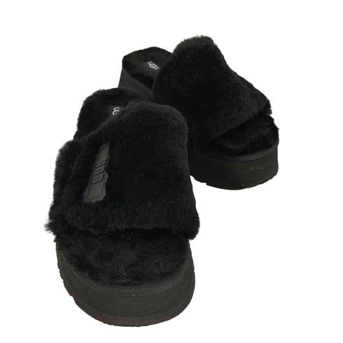 アグ UGG ブラックファー スライドサンダル レディース US 8