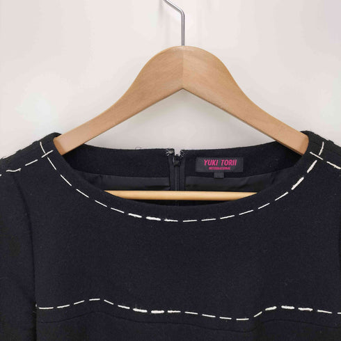 ユキトリイ YUKI TORII ステッチデザイン ウールワンピース レディース