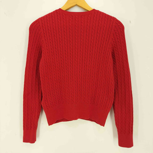 ポロラルフローレン POLO RALPH LAUREN 現行タグ ポニー刺繍 コットン クルーネック ケーブルニット カーディガン レディース import:L