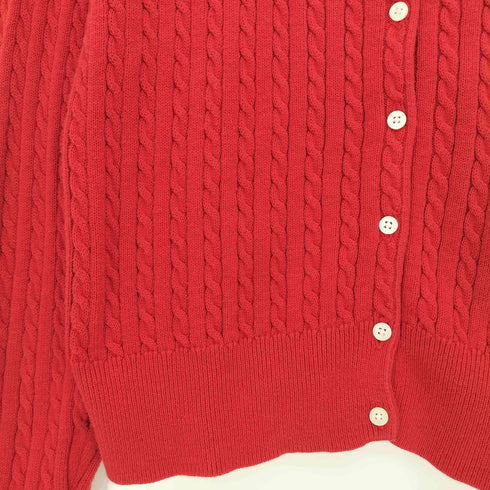 ポロラルフローレン POLO RALPH LAUREN 現行タグ ポニー刺繍 コットン クルーネック ケーブルニット カーディガン レディース import:L