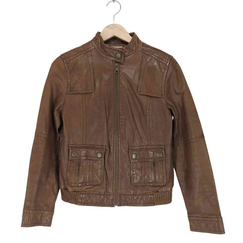 バナナリパブリック BANANA REPUBLIC ラムレザージップジャケット レディース M