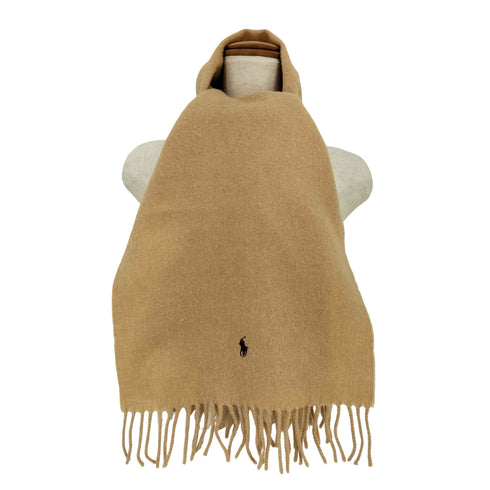 ポロラルフローレン POLO RALPH LAUREN スコットランド製 ポニー刺繍 ラムウール フリンジマフラー レディース
