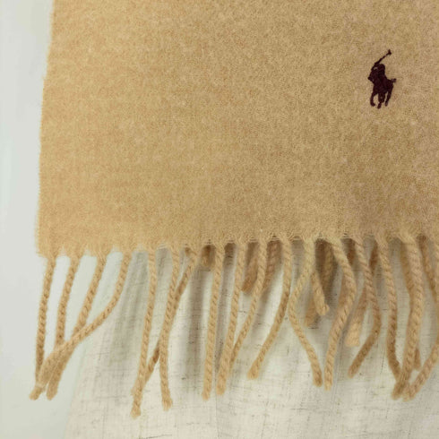 ポロラルフローレン POLO RALPH LAUREN スコットランド製 ポニー刺繍 ラムウール フリンジマフラー レディース
