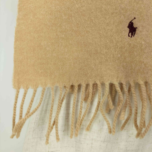 ポロラルフローレン POLO RALPH LAUREN スコットランド製 ポニー刺繍 ラムウール フリンジマフラー レディース