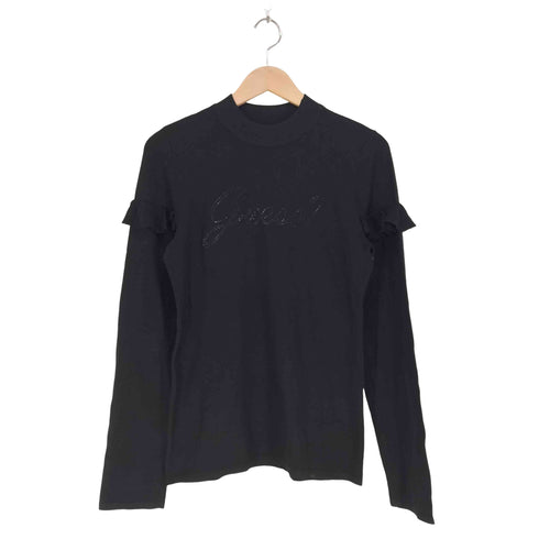 ゲス GUESS ラインストーンフリルデザインニット レディース XL