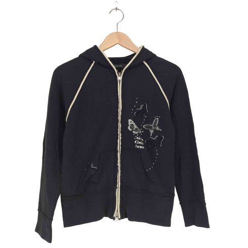 カルバンクラインジーンズ Calvin Klein Jeans バタフライ&ラインストーン ジップパーカー Y2K レディース L
