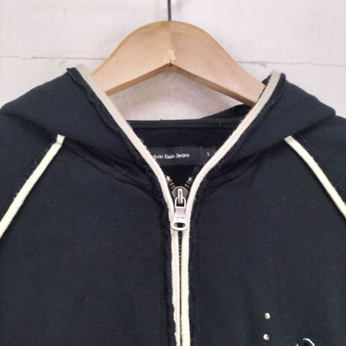 カルバンクラインジーンズ Calvin Klein Jeans バタフライ&ラインストーン ジップパーカー Y2K レディース L
