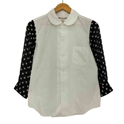 コムデギャルソン COMME des GARCONS 11ss Bouleversé 多重人格 丸襟 袖シアードット切替 長袖シャツ レディース JPN:S