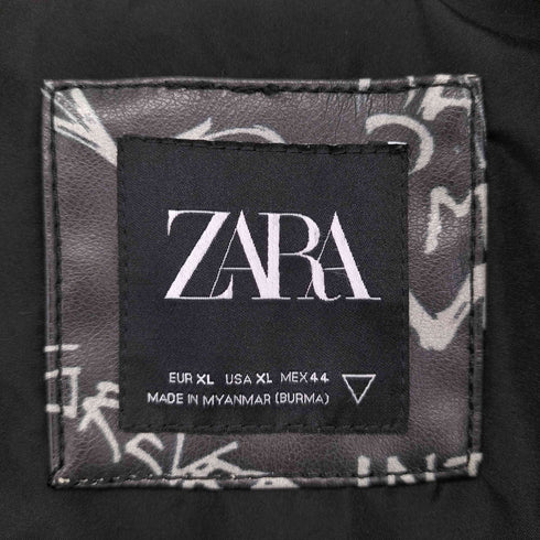 ザラ ZARA グラフィティー レザーダブルライダースジャケット メンズ import:XL