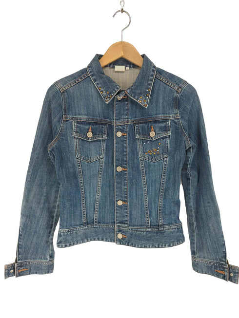 リーバイス Levis 00s ビジュー装飾袖ジップデニムトラッカージャケット レディース M
