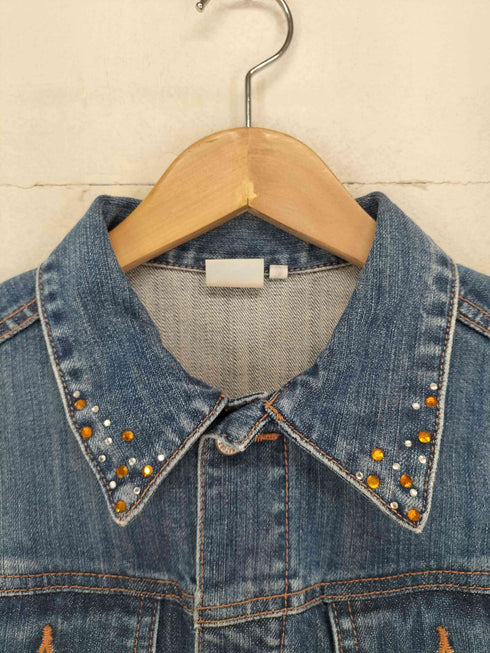リーバイス Levis 00s ビジュー装飾袖ジップデニムトラッカージャケット レディース M