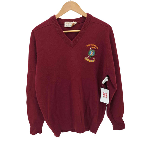 MacDougall スコットランド製 Vネック ウールニット ワッペン メンズ