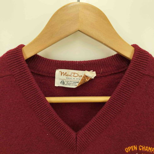 MacDougall スコットランド製 Vネック ウールニット ワッペン メンズ