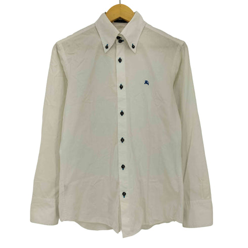 バーバリーブラックレーベル BURBERRY BLACK LABEL ロゴ刺繍 ボタンダウン ドレスシャツ メンズ JPN:2