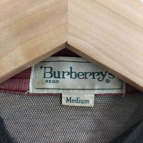 バーバリーズ BURBERRYS 90S 白タグ ロゴ刺繍 ストライプ L/S ポロシャツ メンズ import:M