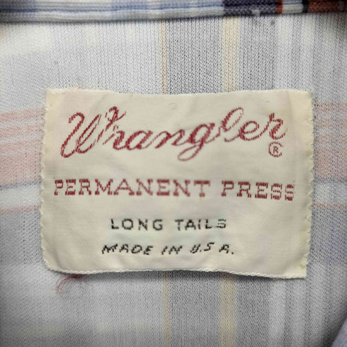 ラングラー Wrangler 60-70s USA製 スナップボタン 半袖 チェック ウエスタンシャツ メンズ