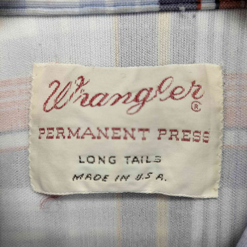 ラングラー Wrangler 60-70s USA製 スナップボタン 半袖 チェック ウエスタンシャツ メンズ